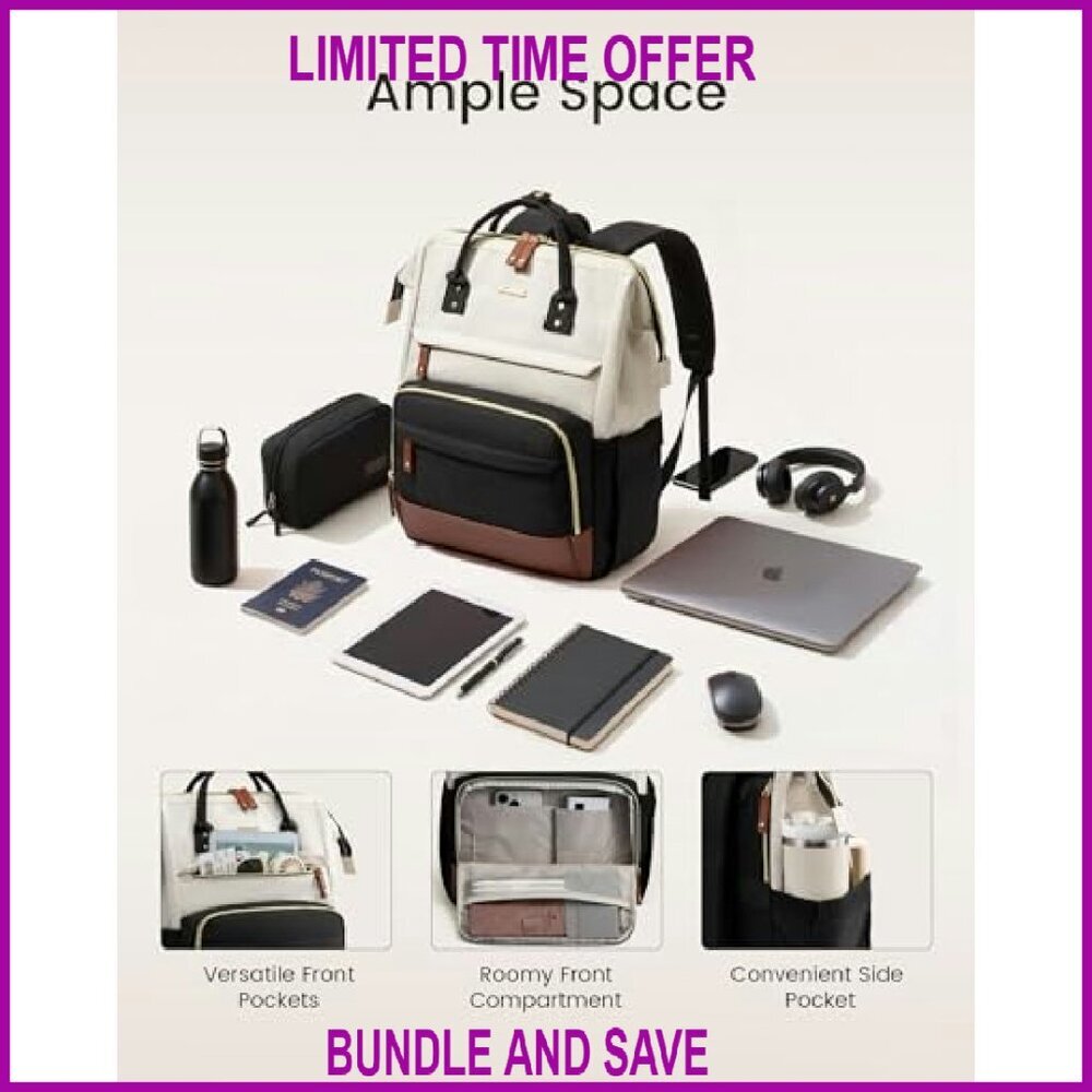 15.6 Inch Laptop Backpack Large Capacity Waterproof Work Travel Daypack - Picture 5 of 7